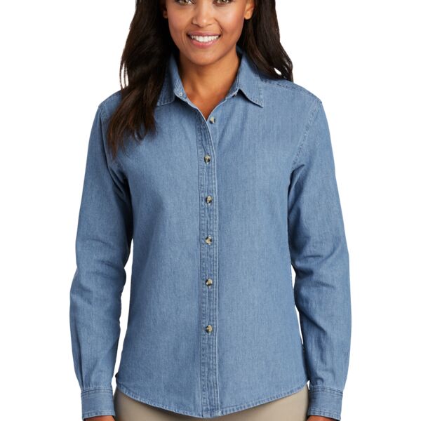 Ladies Long Sleeve Value Denim Shirt Thumbnail